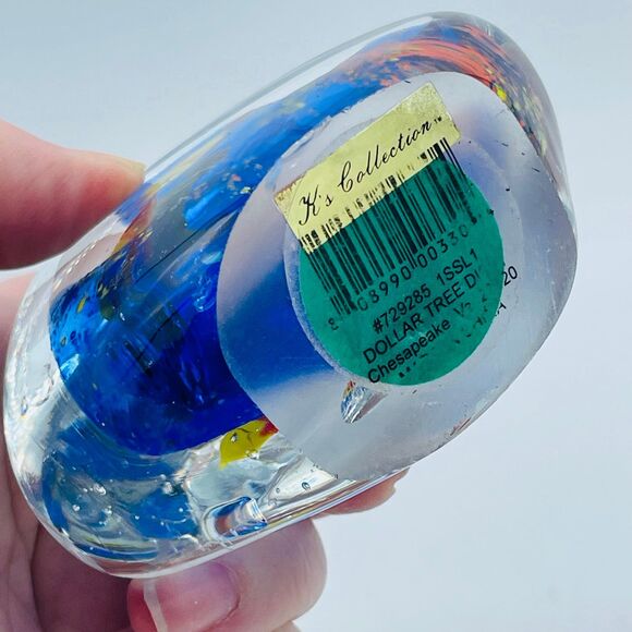 Vintage K's Collection Paperweight Aquarium Style Glass w/ Fish Bubbles Inside - Picture 5 of 7